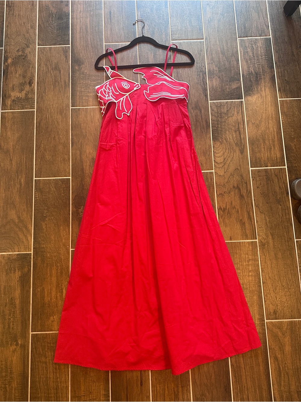 Women’s Red Embroidered Fish-Accent Sundress size small